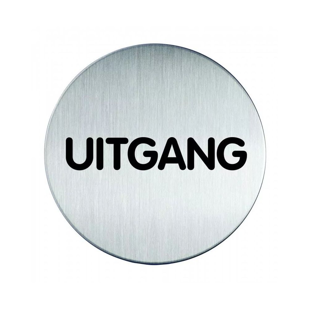 Pictogram zelfklevend rond uitgang RVS