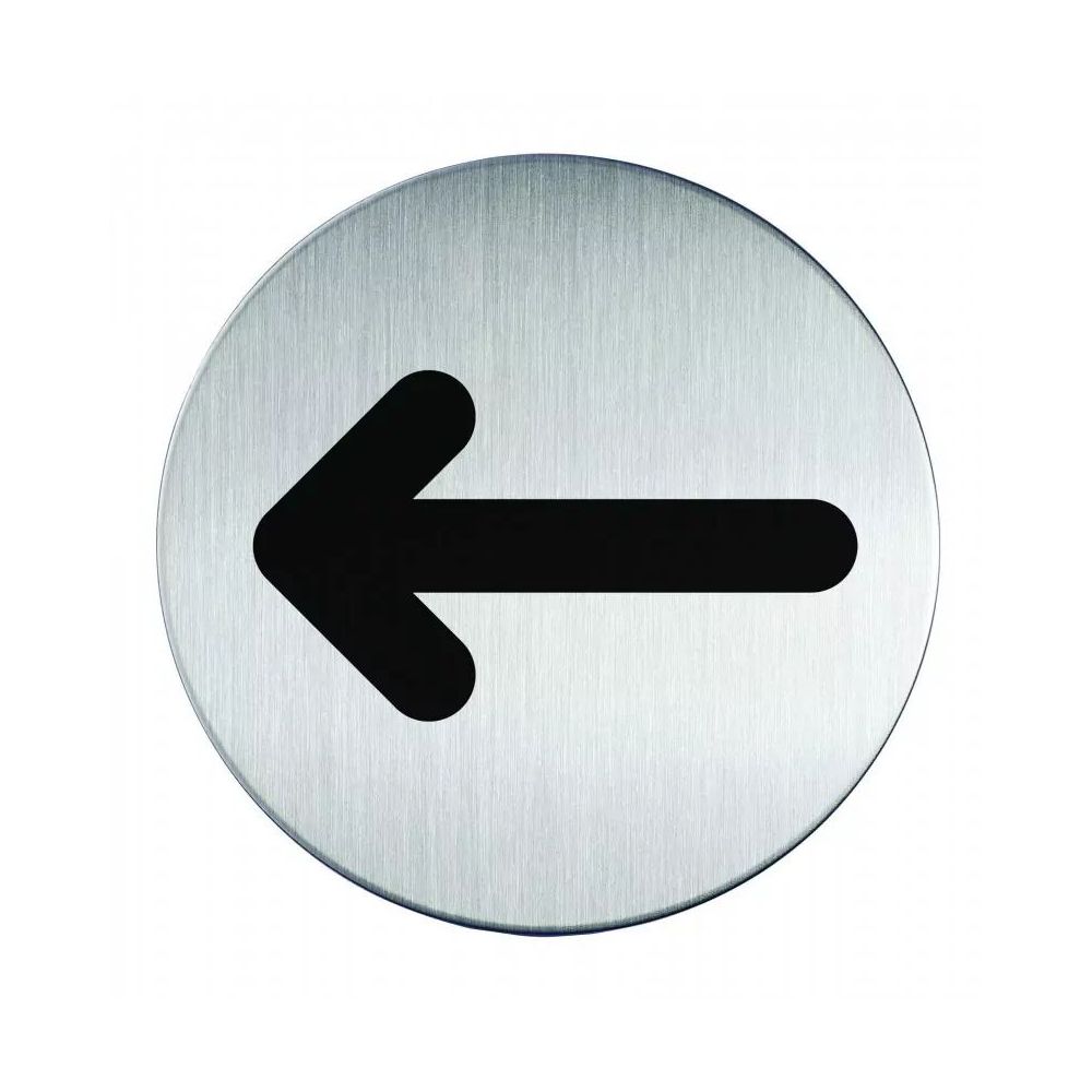 Pictogram zelfklevend rond pijl RVS
