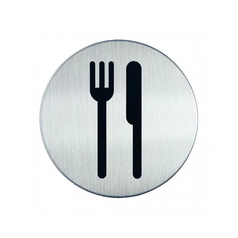 Pictogram zelfklevend rond restaurant/kantine RVS