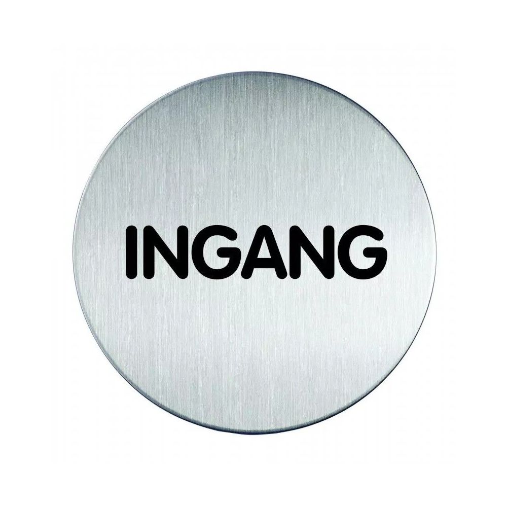 Pictogram zelfklevend rond ingang RVS