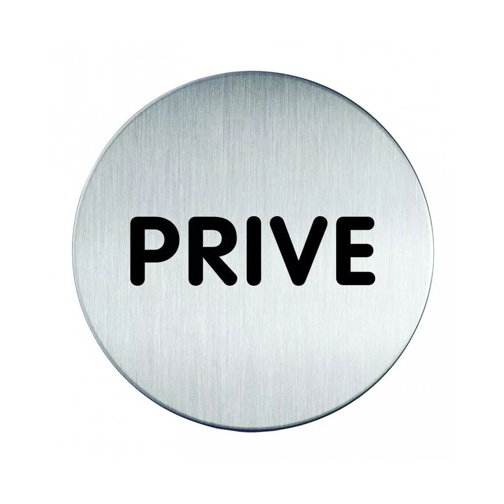 Pictogram zelfklevend rond prive RVS