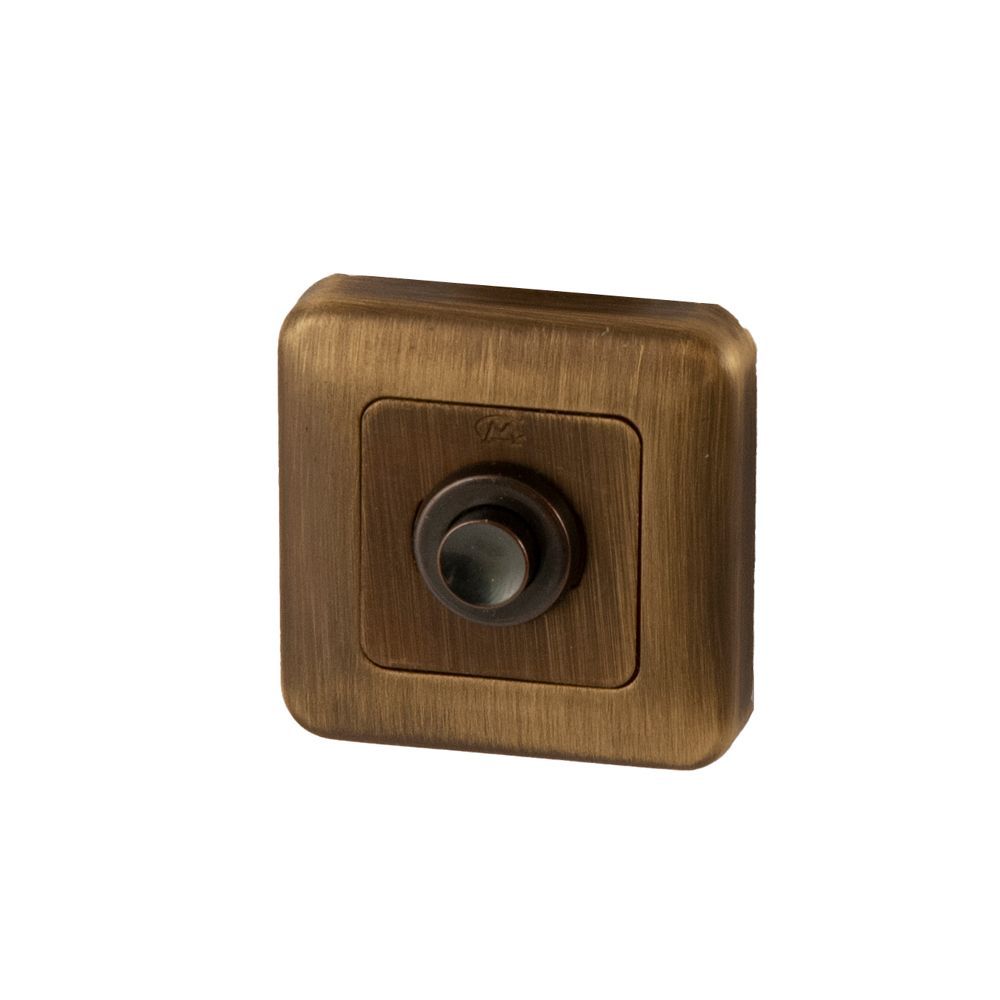 Beldrukker Qbe vierkant - mat brons