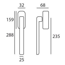 Hefschuifdeurgreep Priamo dubbel PC69 - messing getrommeld
