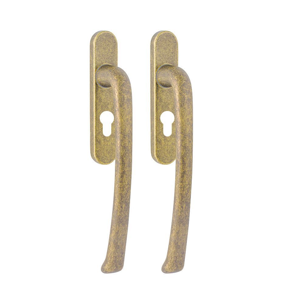 Hefschuifdeurgreep Priamo dubbel PC69 - messing getrommeld