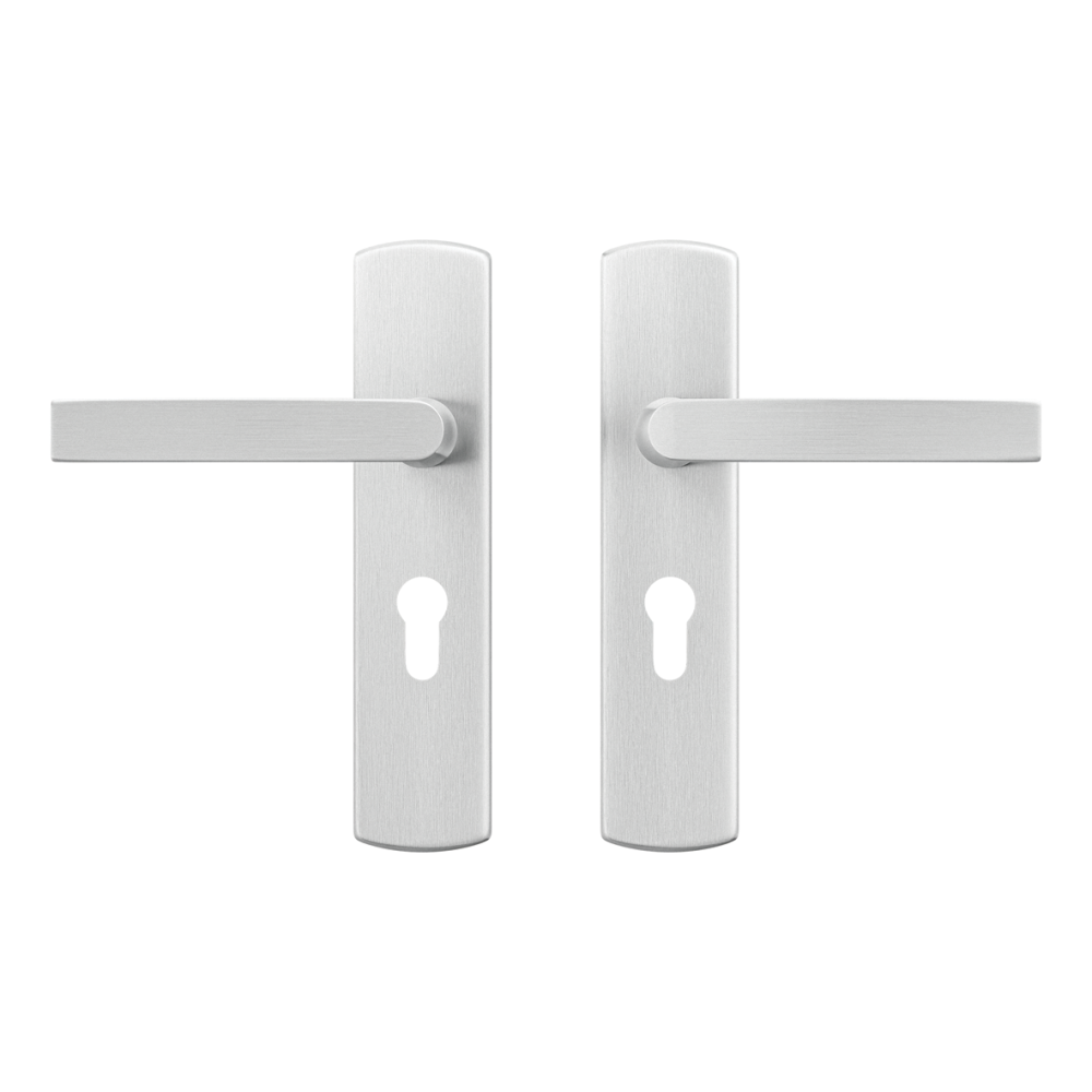 AXA Curve klik deurkruk Blok op schild profielcilindergat 55mm - aluminium