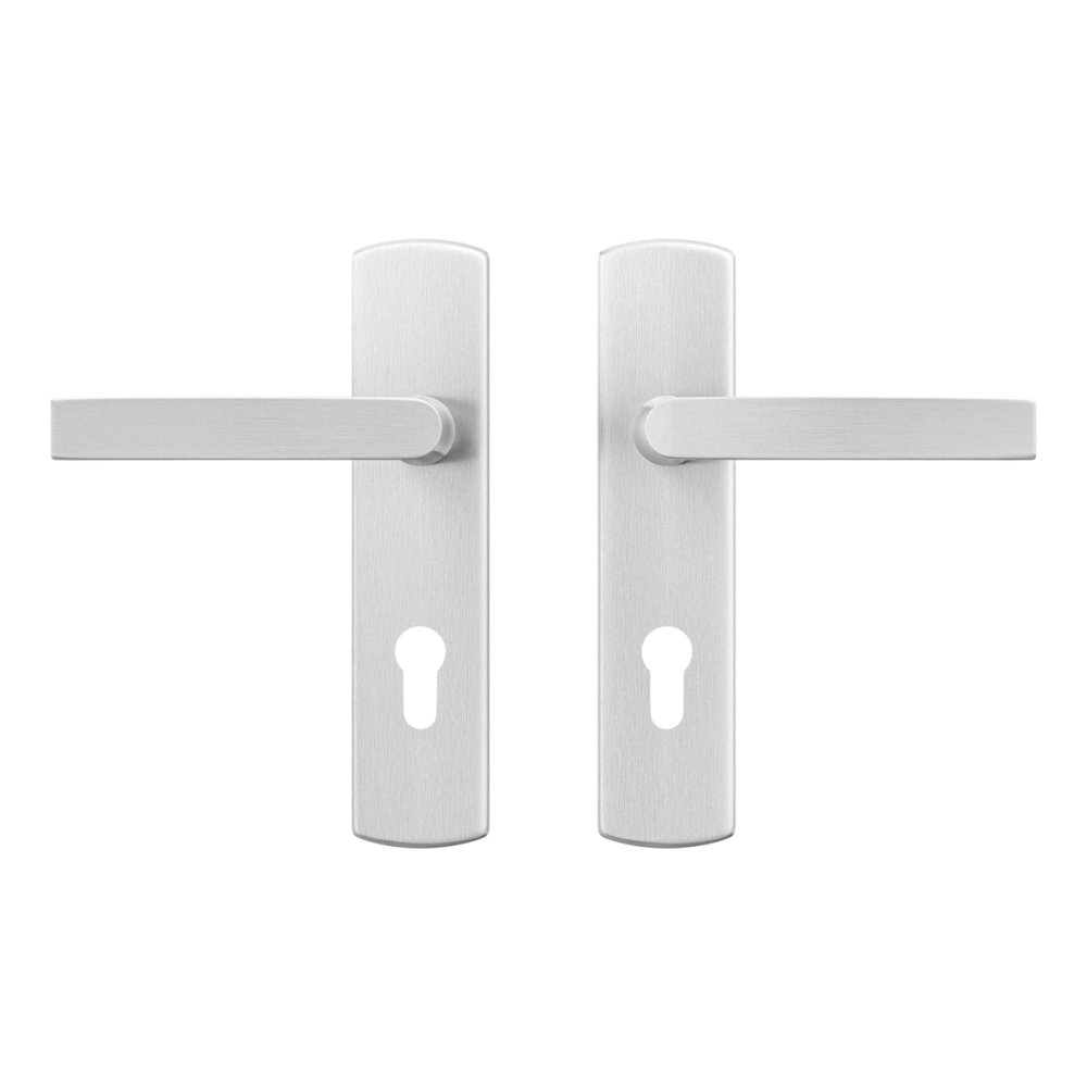 AXA Curve klik deurkruk Blok op schild profielcilindergat 72mm - aluminium