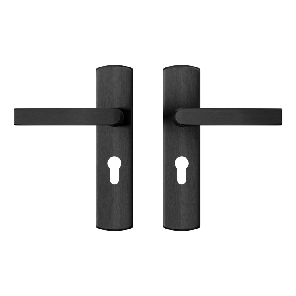 AXA Curve klik deurkruk Blok op schild profielcilindergat 55mm - aluminium/zwart