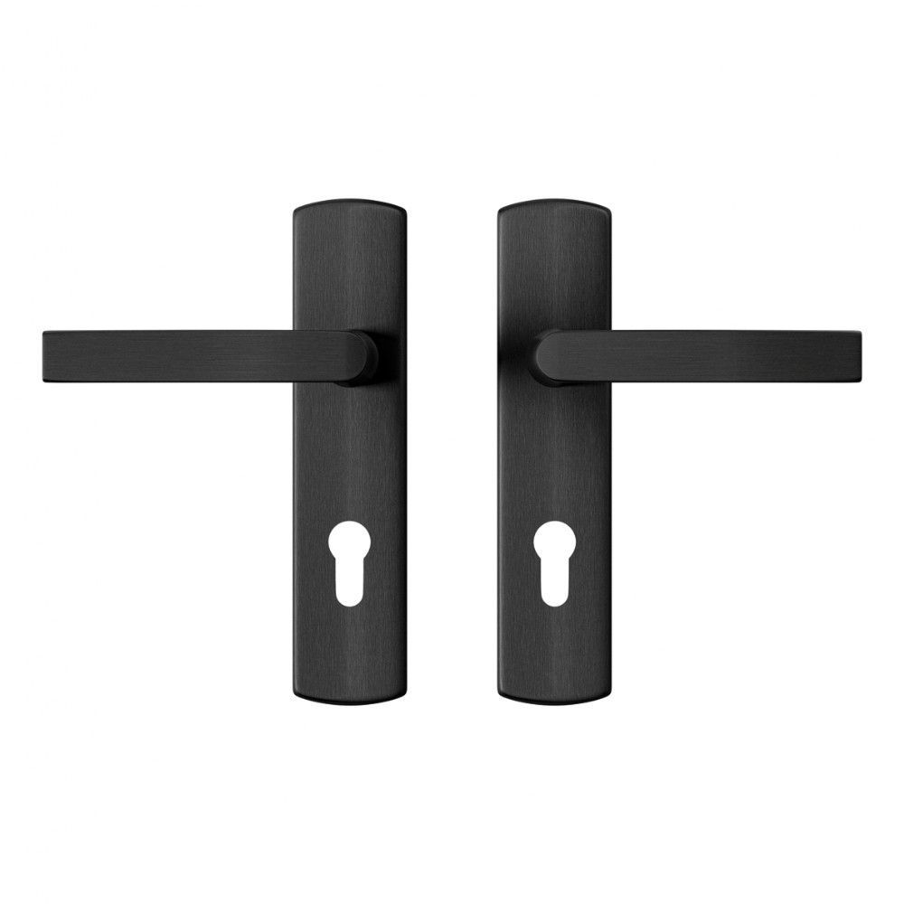 AXA Curve klik deurkruk Blok op schild profielcilindergat 72mm - aluminium/zwart