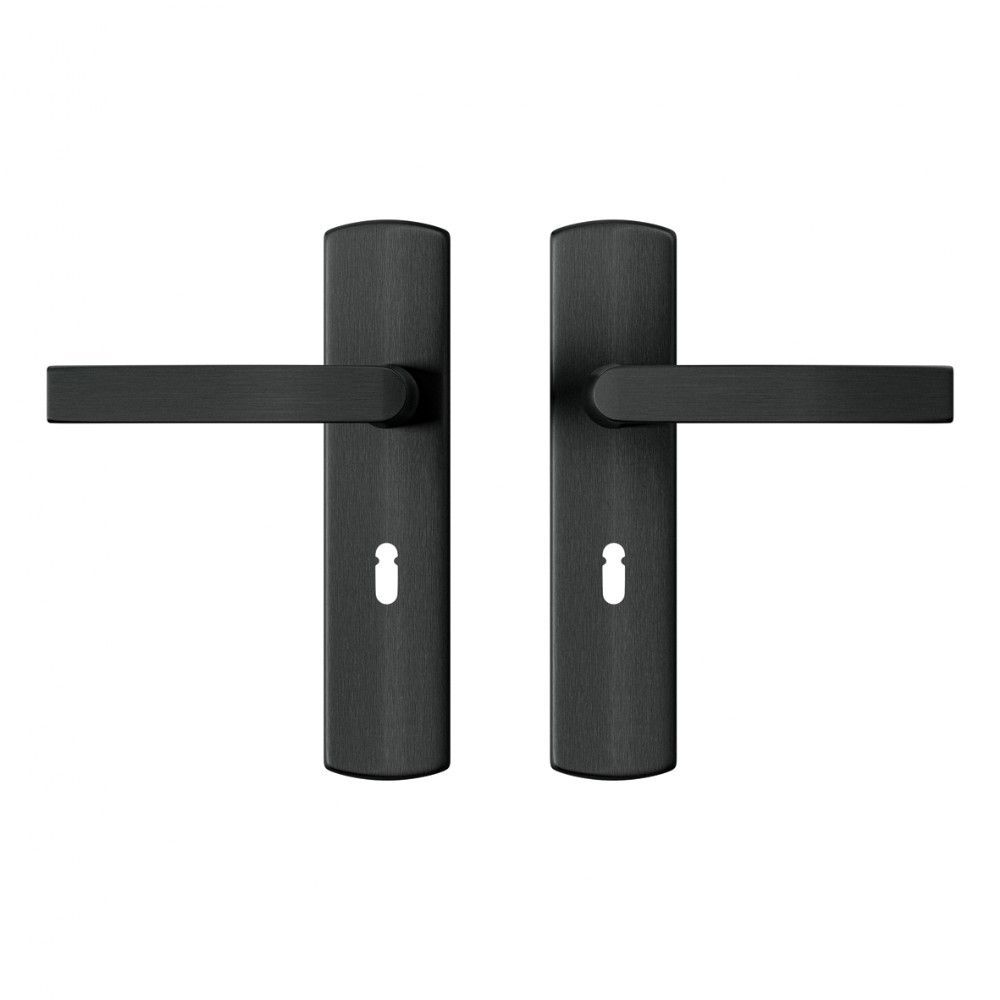 AXA Curve klik deurkruk Blok op schild sleutelgat 56mm - aluminium/zwart