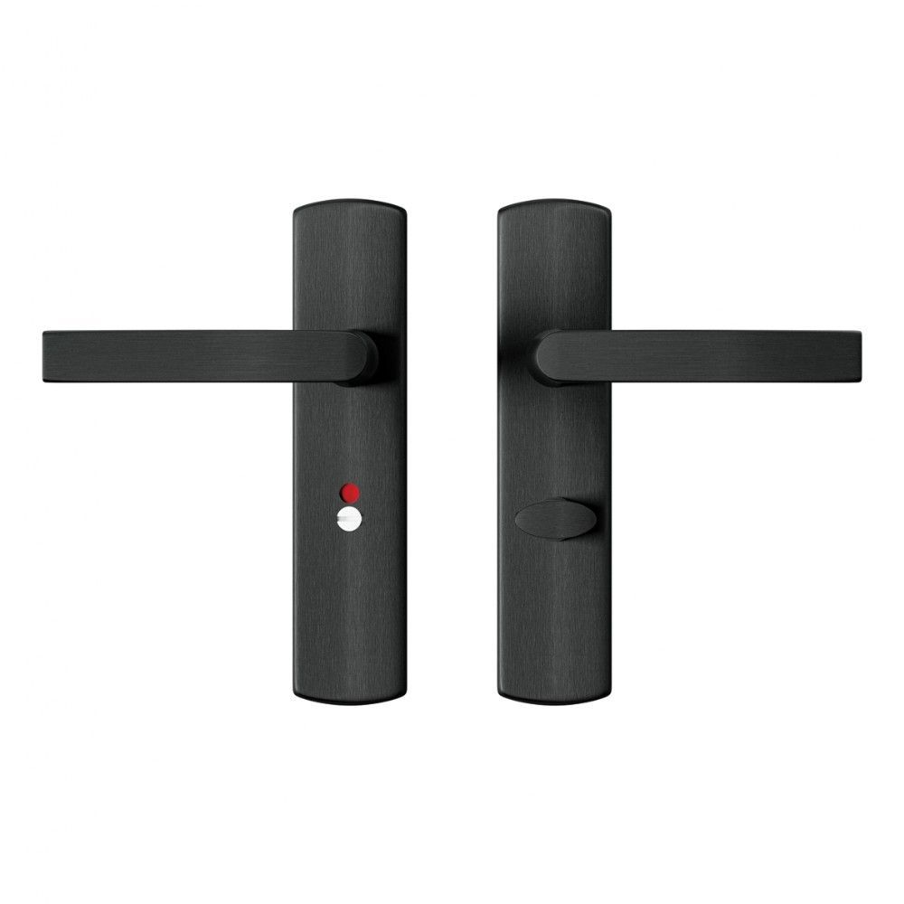 AXA Curve klik deurkruk Blok op schild WC-/badkamersluiting 63/8 mm - aluminium/zwart