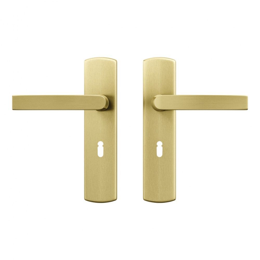 AXA Curve klik deurkruk Blok op schild sleutelgat 56mm - aluminium/goud