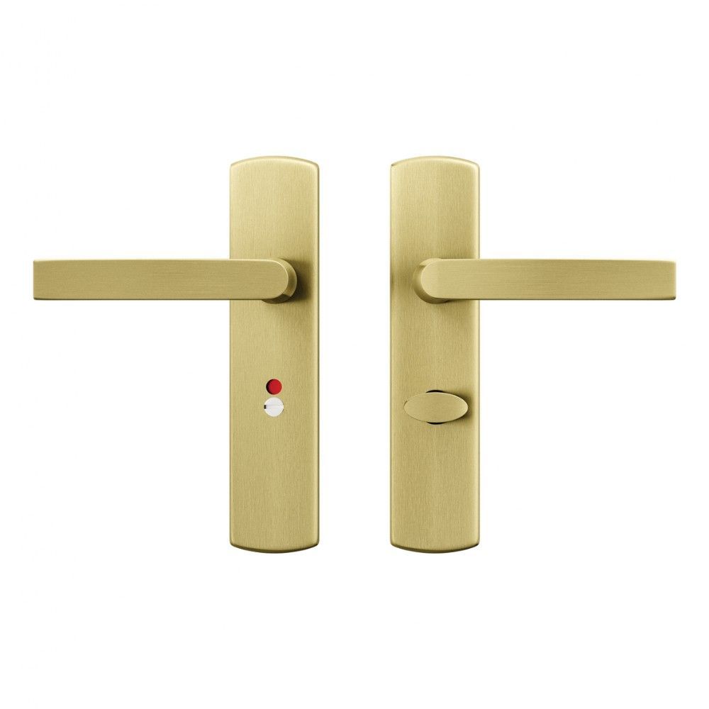 AXA Curve klik deurkruk Blok op schild WC-/badkamersluiting 63/8 mm - aluminium/goud