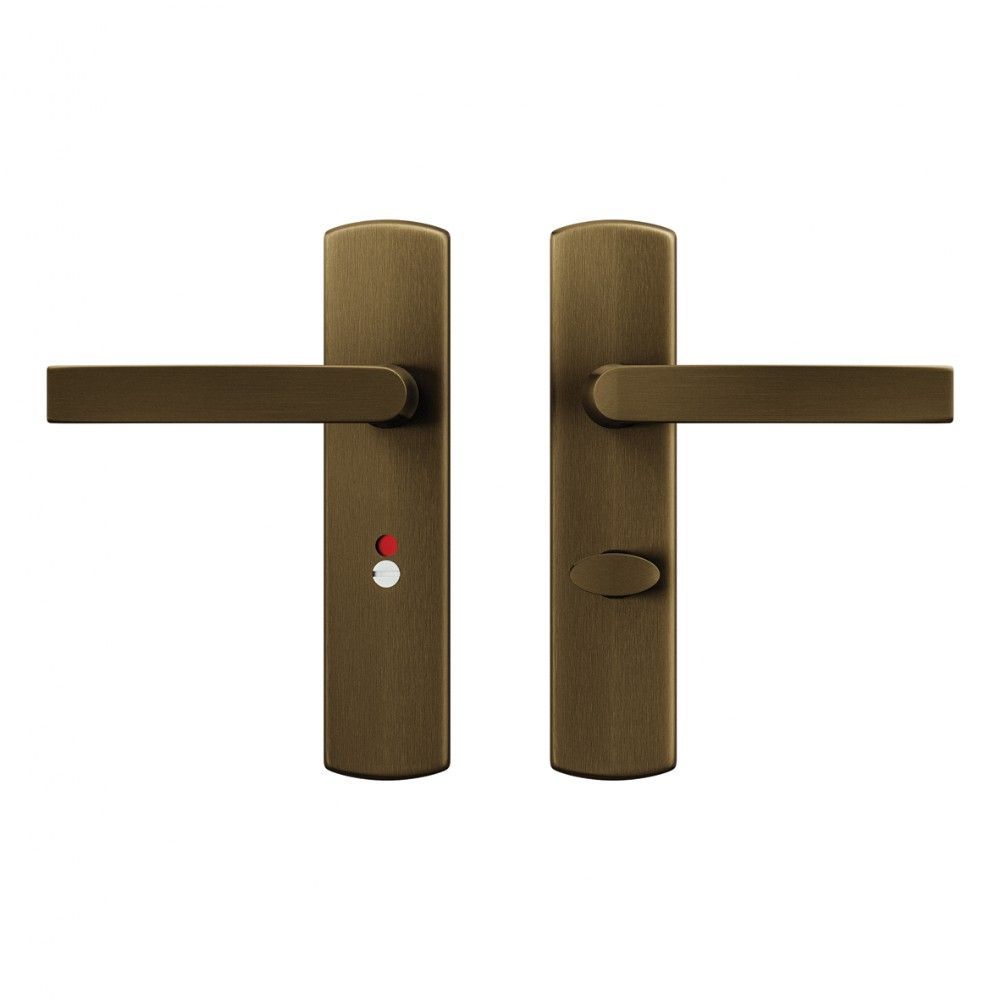 AXA Curve klik deurkruk Blok op schild WC-/badkamersluiting 63/8 mm - aluminium/brons