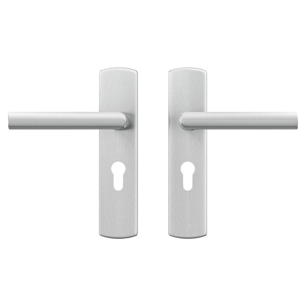 AXA Curve klik deurkruk Milan op schild profielcilindergat 55mm - aluminium