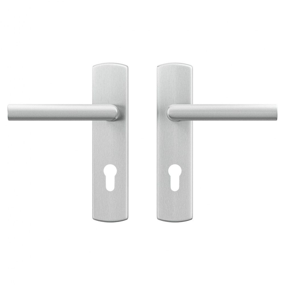 AXA Curve klik deurkruk Milan op schild profielcilindergat 72mm - aluminium