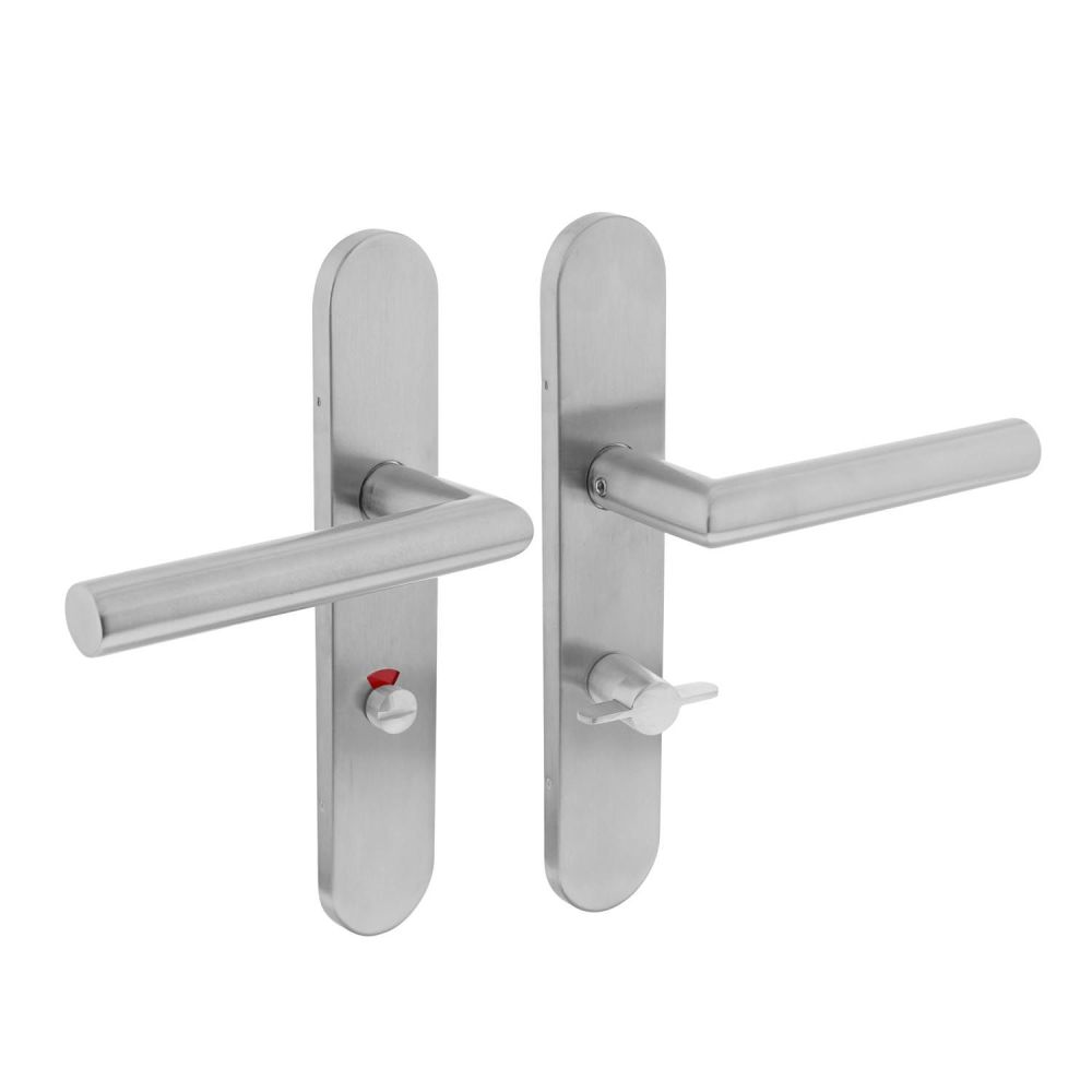 Intersteel Deurkruk Jura hoek 90° op schild met toilet-/badkamersluiting 63/8mm EN1906/4 - RVS