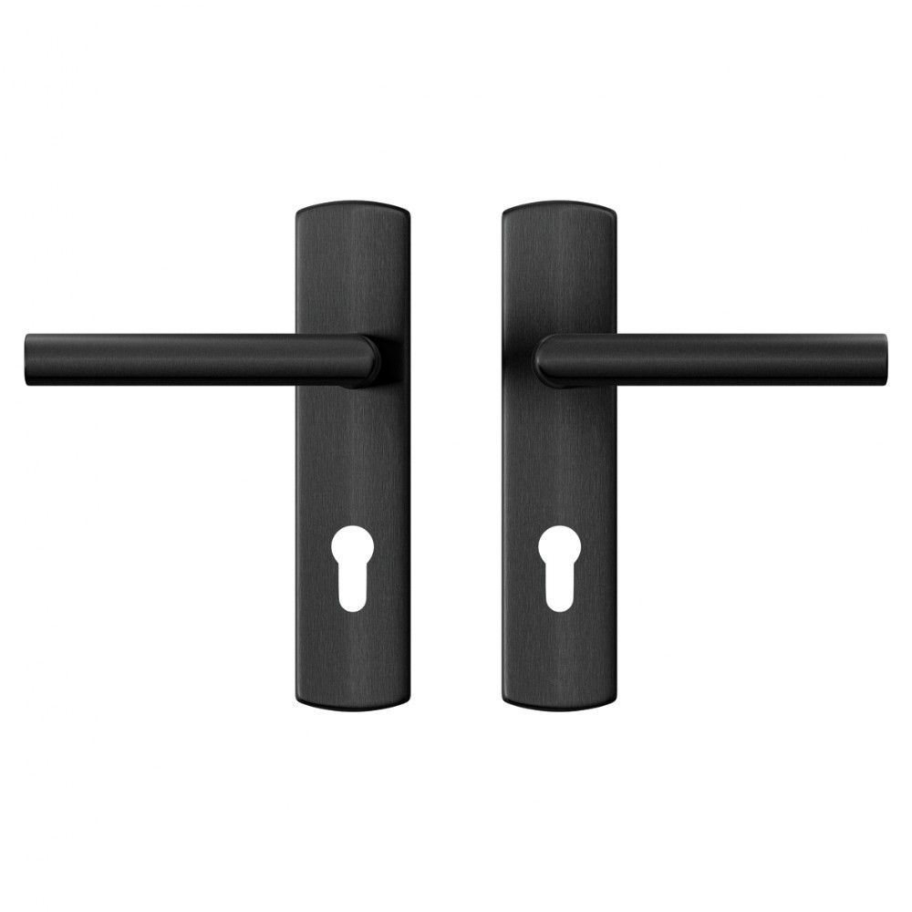 AXA Curve klik deurkruk Milan op schild profielcilindergat 72mm - aluminium/zwart