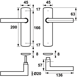 AXA Curve klik deurkruk Milan op blind schild - aluminium/brons