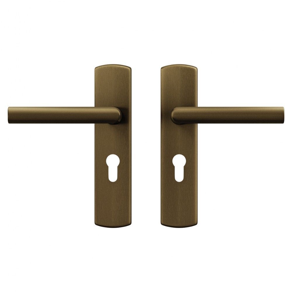 AXA Curve klik deurkruk Milan op schild profielcilindergat 55mm - aluminium/brons