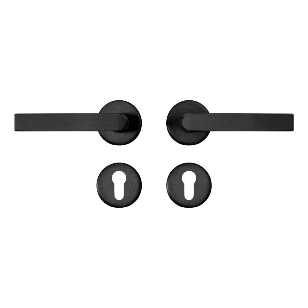 AXA Curve klik deurkruk Blok op rozet met profielcilinderrozetten - aluminium/zwart