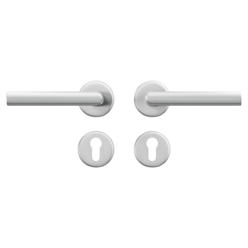 AXA Curve klik deurkruk Milan op rozet met profielcilinderrozetten - aluminium