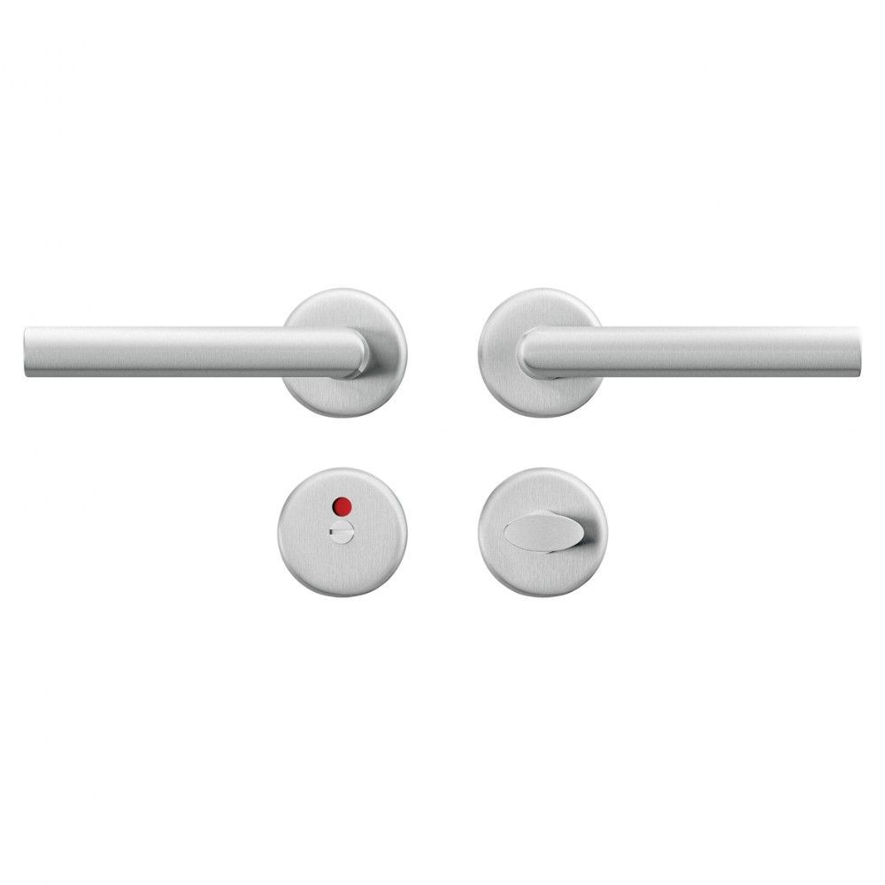 AXA Curve klik deurkruk Milan op rozet met toilet-/badkamersluiting- aluminium