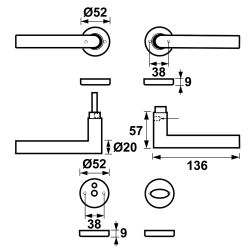 AXA Curve klik deurkruk Milan op rozet met toilet-/badkamersluiting- aluminium