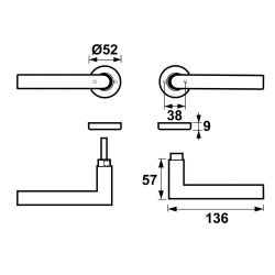 AXA Curve klik deurkruk Milan op rozet - aluminium/goud