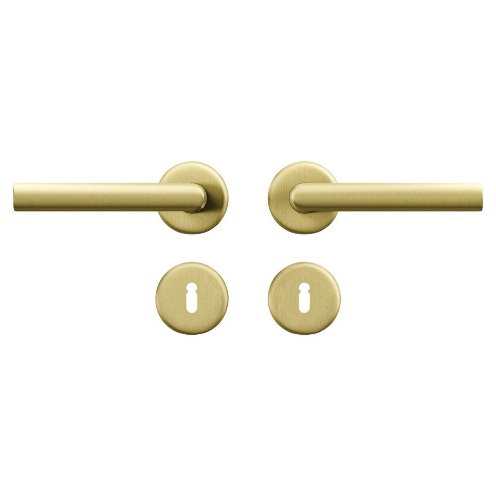 AXA Curve klik deurkruk Milan op rozet met sleutelrozetten - aluminium/goud