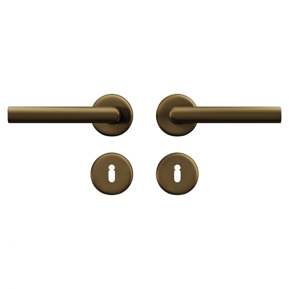 AXA Curve klik deurkruk Milan op rozet met sleutelrozetten - aluminium/brons
