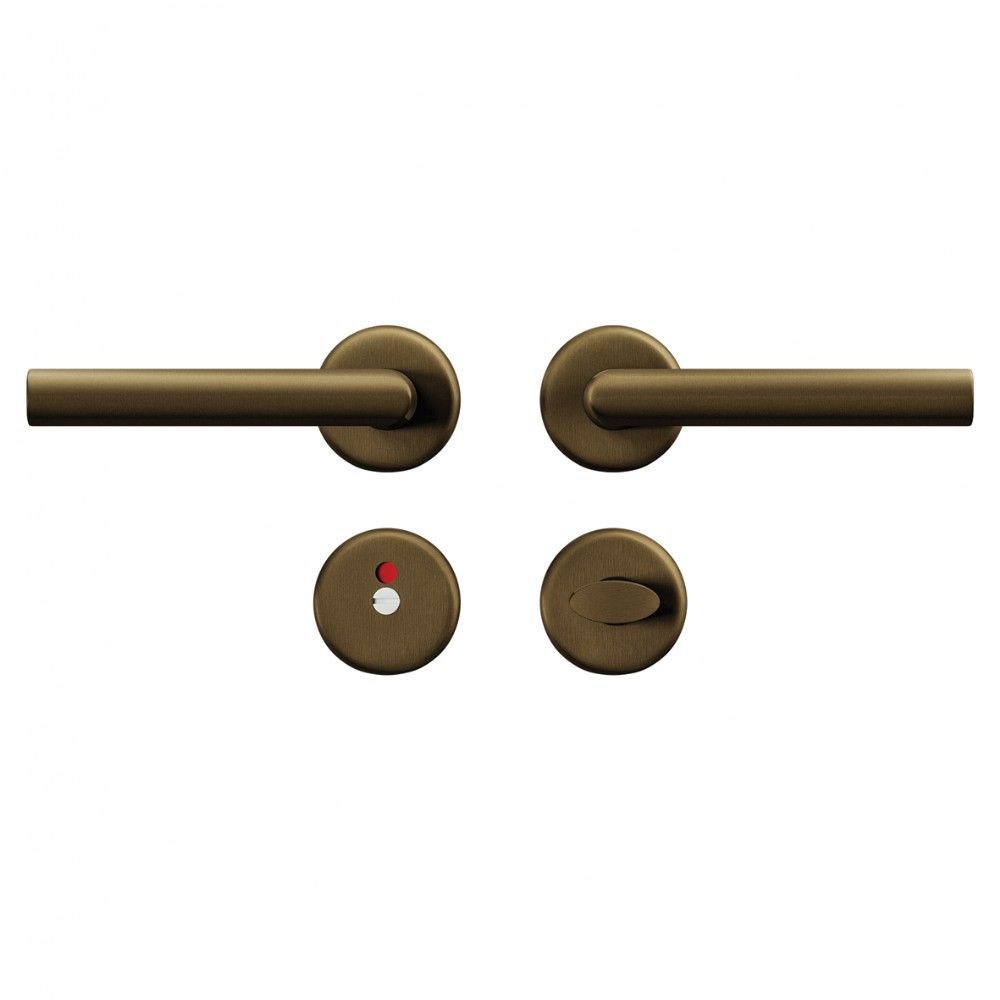 AXA Curve klik deurkruk Milan op rozet met toilet-/badkamersluiting- aluminium/brons