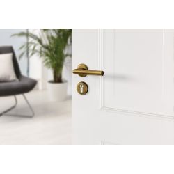 AXA Curve klik deurkruk Milan op rozet met profielcilinderrozetten - aluminium/brons