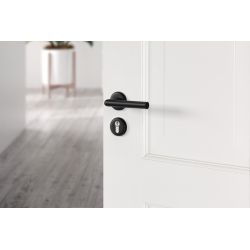 AXA Curve klik deurkruk Milan op rozet met profielcilinderrozetten - aluminium/zwart