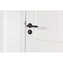 AXA Curve klik deurkruk Milan op rozet met toilet-/badkamersluiting- aluminium/zwart