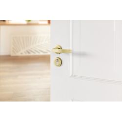 AXA Curve klik deurkruk Blok op rozet met profielcilinderrozetten - aluminium/goud