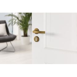 AXA Curve klik deurkruk Blok op rozet met profielcilinderrozetten - aluminium/brons