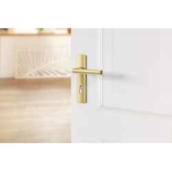 AXA Curve klik deurkruk Milan op schild profielcilindergat 72mm - aluminium/goud
