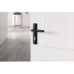 AXA Curve klik deurkruk Milan op schild profielcilindergat 72mm - aluminium/zwart