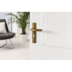 AXA Curve klik deurkruk Blok op schild profielcilindergat 55mm - aluminium/brons