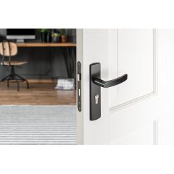 AXA Curve klik deurkruk Blok op schild profielcilindergat 55mm - aluminium/zwart