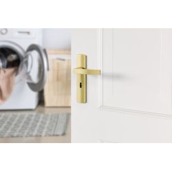 AXA Curve klik deurkruk Blok op schild sleutelgat 56mm - aluminium/goud