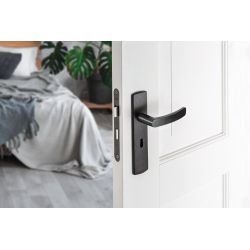 AXA Curve klik deurkruk Blok op schild sleutelgat 56mm - aluminium/zwart