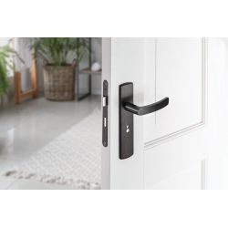 AXA Curve klik deurkruk Blok op schild WC-/badkamersluiting 63/8 mm - aluminium/zwart