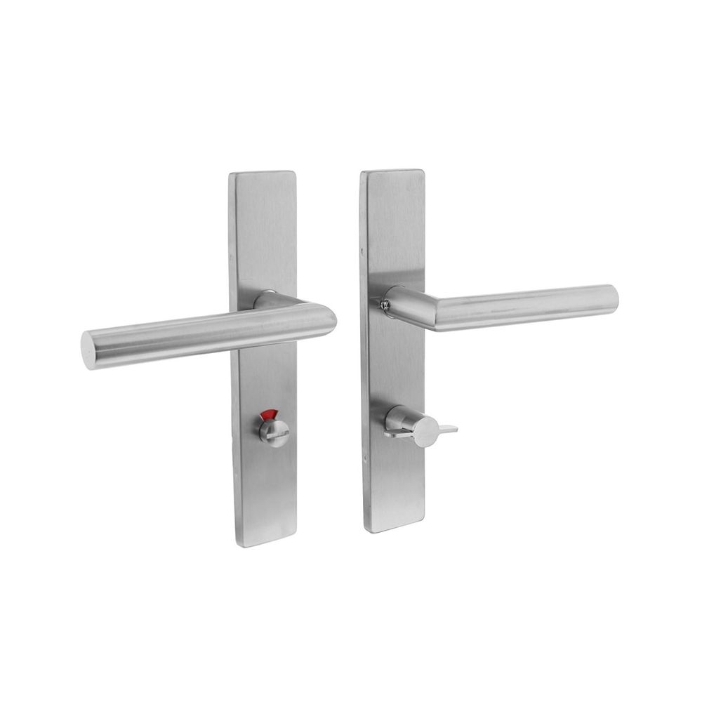 Intersteel Deurkruk Jura hoek 90° rechthoekig schild met toilet-/badkamersluiting 63/8mm (klein krukgat) EN1906/4 - RVS