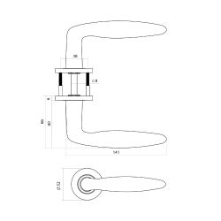 Intersteel deurkruk Q 03 op rozet verdekt ø52x6mm -  PVD antraciet