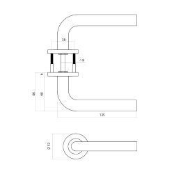 Intersteel deurkruk Q 02 op rozet verdekt ø52x6mm -  PVD antraciet