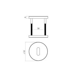 Intersteel sleutelrozetten verdekt ø52x6mm -  PVD antraciet