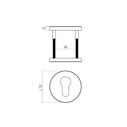 Intersteel cilinderrozetten verdekt ø52x6mm -  RVS