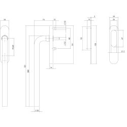 Intersteel Hef-/schuifdeurbeslag recht profielcilindergat 69mm - RVS