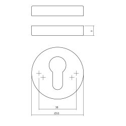 Intersteel cilinderrozetten verdekt ø53x9mm - PVD messing getrommeld